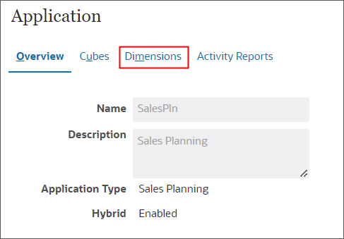 Select Dimensions tab